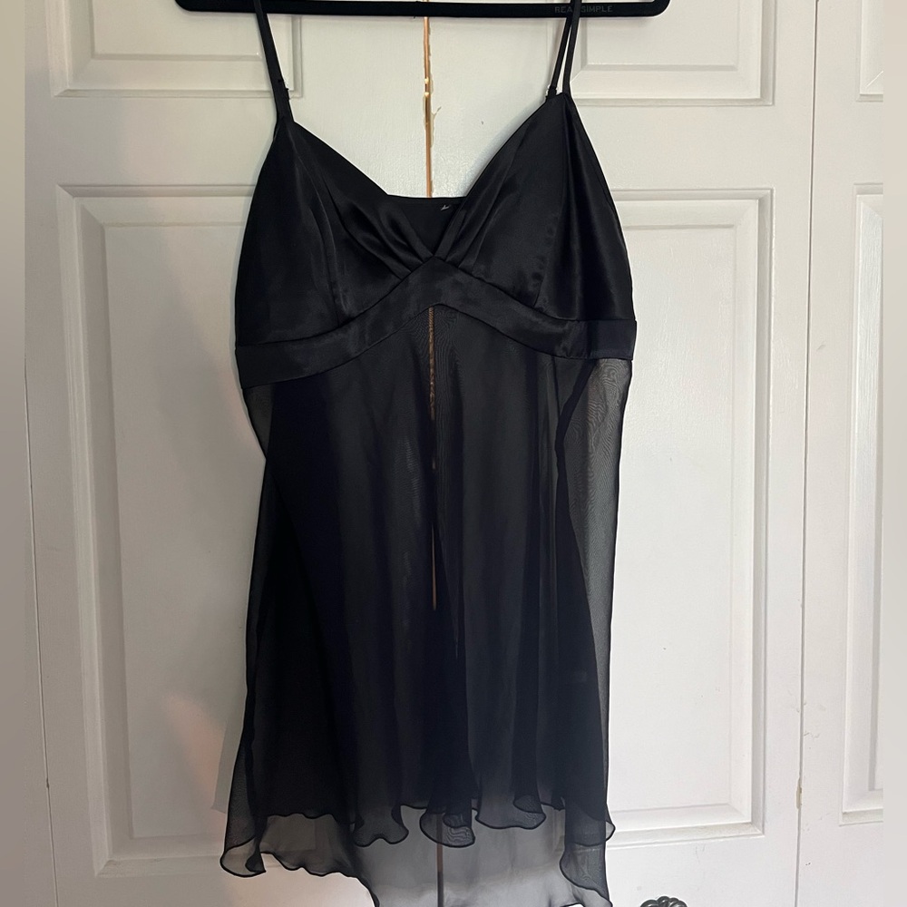 Black Mesh top/dress with V-neckline.